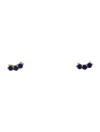 Pre-owned Earrings 14k Lapis Lazuli Stud  In Multi