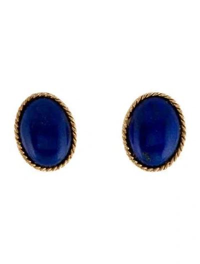 Pre-owned Earrings 14k Lapis Lazuli Stud  In Multi