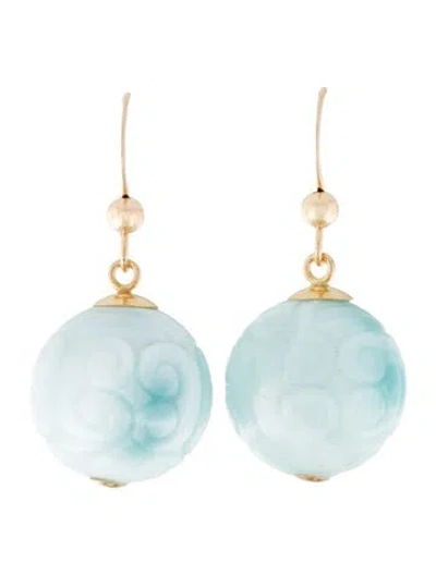 Pre-owned Earrings 14k Larimar Drop  In Multi