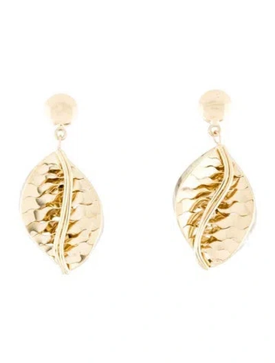 Pre-owned Earrings 14k Leaf Drop  In Multi