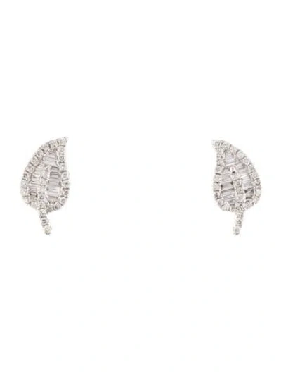 Pre-owned Earrings 14k Leaf Stud  In Multi