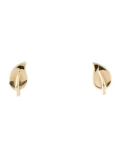 Pre-owned Earrings 14k Leaf Stud  In Multi