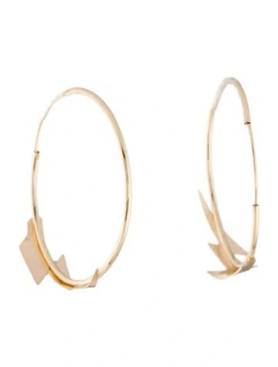 Pre-owned Earrings 14k Lightning Bolt Hoop  In Multi