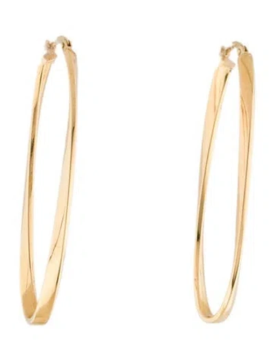 Pre-owned Earrings 14k Long Hoop  In Multi