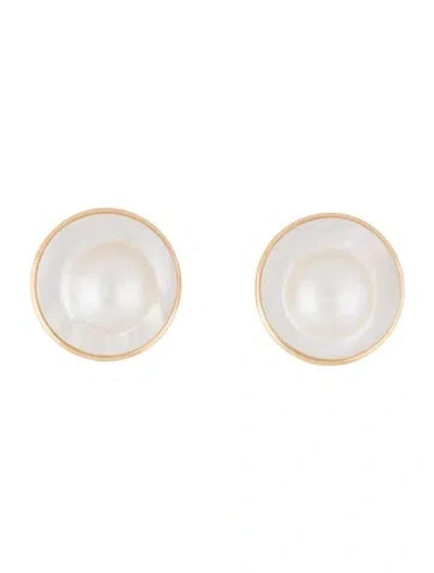 Pre-owned Earrings 14k Mabé Pearl Clip-on  In Multi