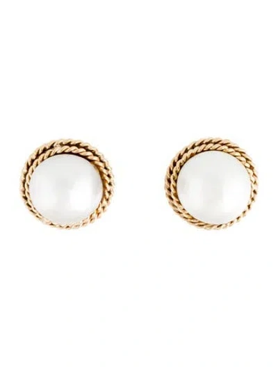 Pre-owned Earrings 14k Mabè Pearl Earclip  In Multi