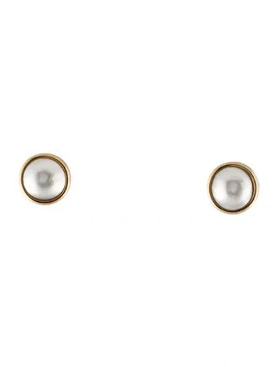 Pre-owned Earrings 14k Mabé Pearl Stud  In Multi