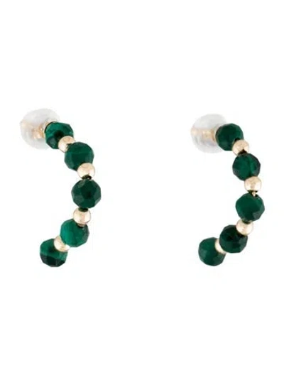 Pre-owned Earrings 14k Malachite Drop  In Multi