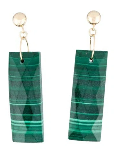 Pre-owned Earrings 14k Malachite Drop  In Multi
