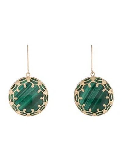 Pre-owned Earrings 14k Malachite Drop  In Multi