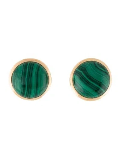 Pre-owned Earrings 14k Malachite Stud  In Multi