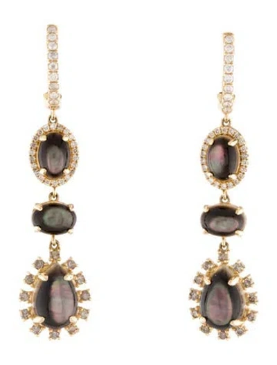 Pre-owned Earrings 14k Mother Of Pearl & Diamond Drop  In Multi