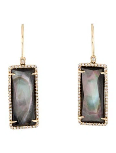Pre-owned Earrings 14k Mother Of Pearl & Diamond Drop  In Multi