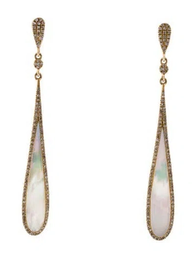 Pre-owned Earrings 14k Mother Of Pearl & Diamond Drop  In Multi