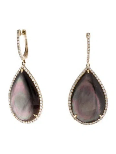 Pre-owned Earrings 14k Mother Of Pearl & Diamond Drop  In Multi