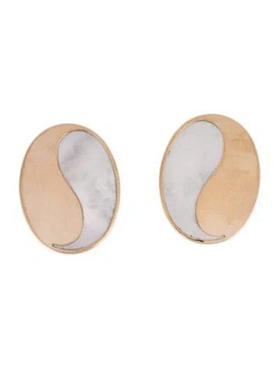 Pre-owned Earrings 14k Mother Of Pearl Clip On  In Multi