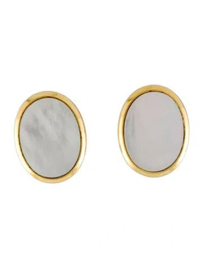 Pre-owned Earrings 14k Mother Of Pearl Clip-on  In White