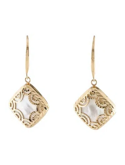 Pre-owned Earrings 14k Mother Of Pearl Drop  In White