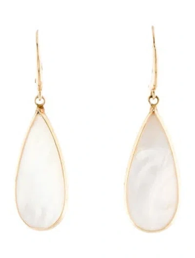 Pre-owned Earrings 14k Mother Of Pearl Drop  In White