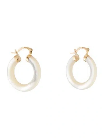 Pre-owned Earrings 14k Mother Of Pearl Hoop  In Multi