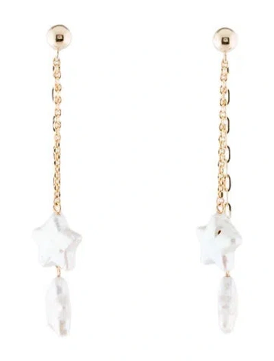 Pre-owned Earrings 14k Mother Of Pearl Star Drop  In Multi