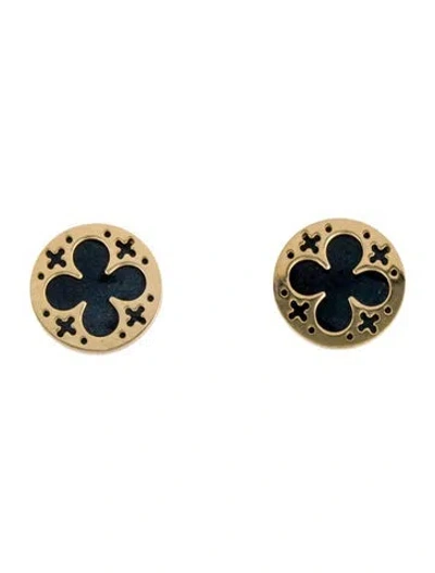 Pre-owned Earrings 14k Mother Of Pearl Stud  In Black