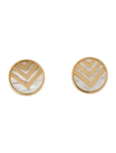 Pre-owned Earrings 14k Mother Of Pearl Stud  In Multi
