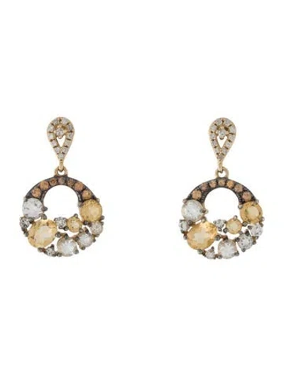 Pre-owned Earrings 14k Multistone & Diamond Drop
