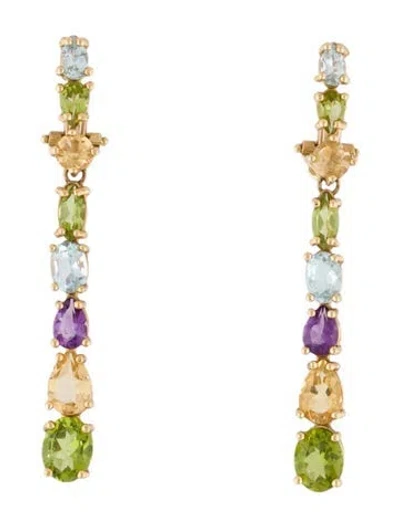 Pre-owned Earrings 14k Multi-stone Drop Earclip