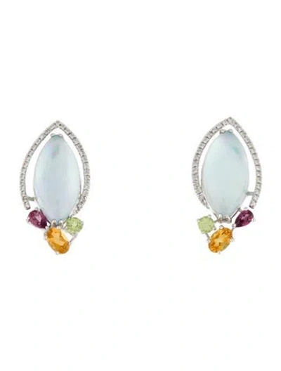 Pre-owned Earrings 14k Multistone Earclips