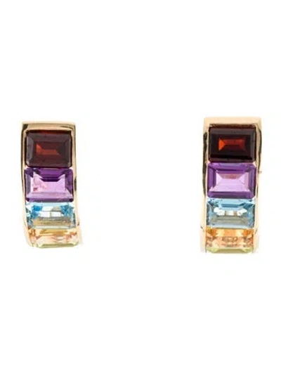 Pre-owned Earrings 14k Multi-stone Earclips