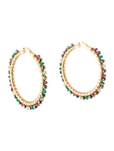 Pre-owned Earrings 14k Multistone Hoop