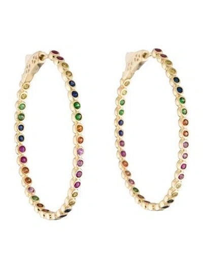 Pre-owned Earrings 14k Multistone Inside Out Hoop