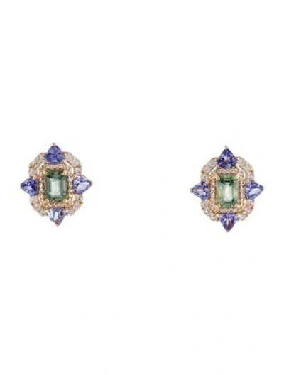 Pre-owned Earrings 14k Multi-stone Studs
