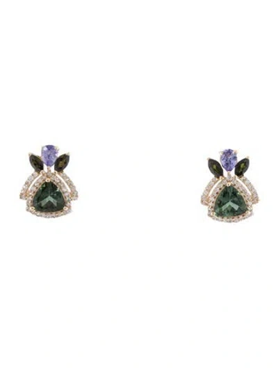 Pre-owned Earrings 14k Multi-stone Studs