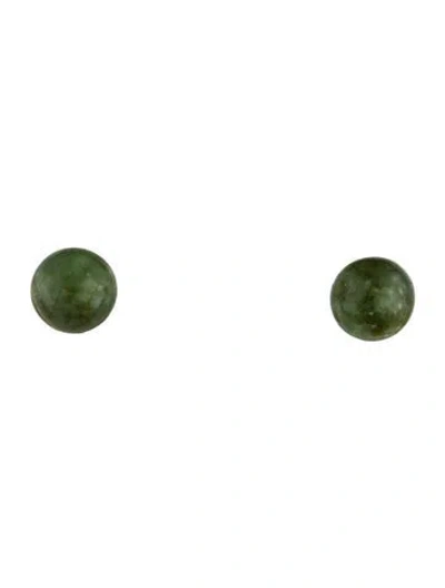 Pre-owned Earrings 14k Nephrite Stud  In Multi