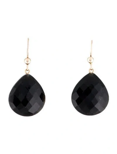 Pre-owned Earrings 14k Obsidian Drop  In Multi