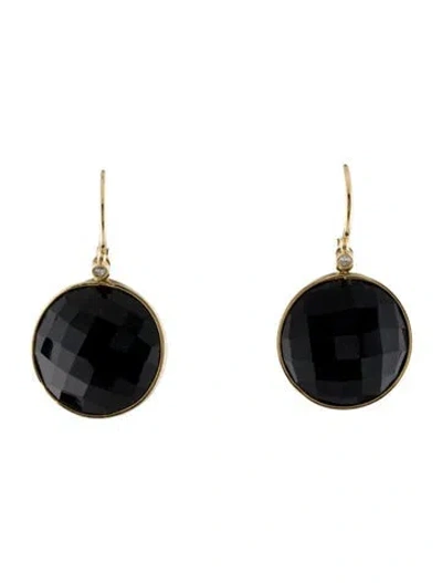 Pre-owned Earrings 14k Onyx & Diamond Drop  In Multi