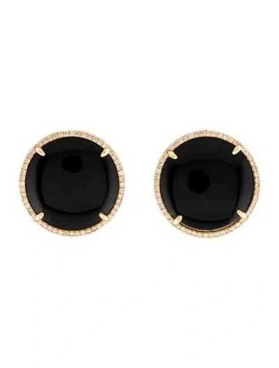 Pre-owned Earrings 14k Onyx & Diamond Earclips In Multi