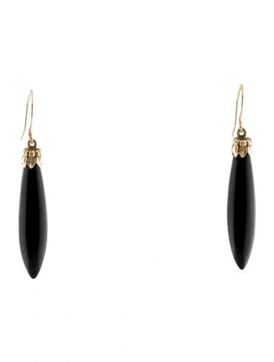Pre-owned Earrings 14k Onyx Bead Drop  In Multi