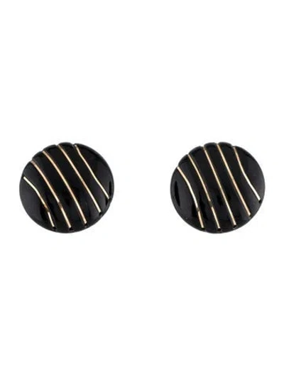 Pre-owned Earrings 14k Onyx Button  In Multi
