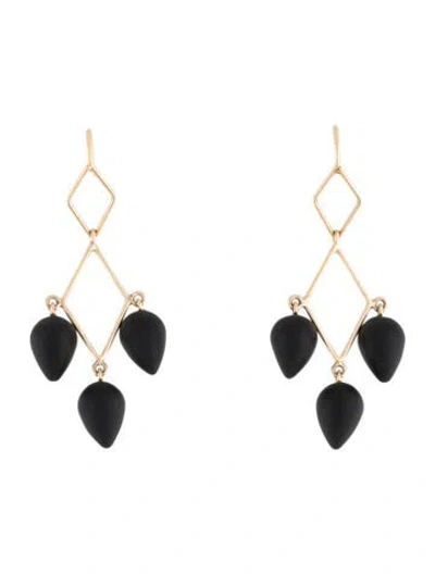 Pre-owned Earrings 14k Onyx Chandelier  In Multi