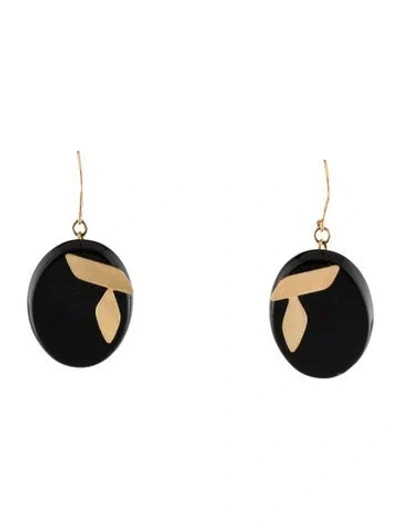 Pre-owned Earrings 14k Onyx Drop  In Multi