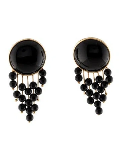 Pre-owned Earrings 14k Onyx Drop  In Multi
