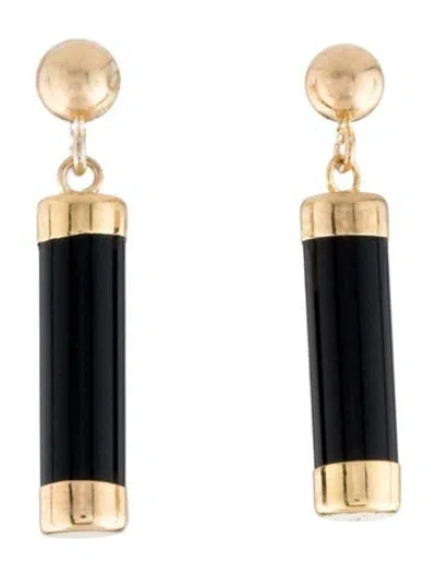 Pre-owned Earrings 14k Onyx Drop  In Multi