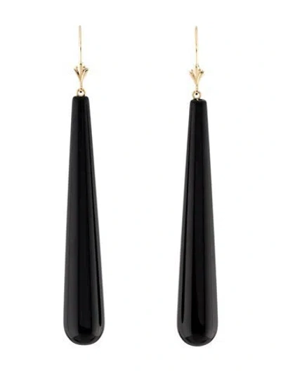 Pre-owned Earrings 14k Onyx Drop  In Multi