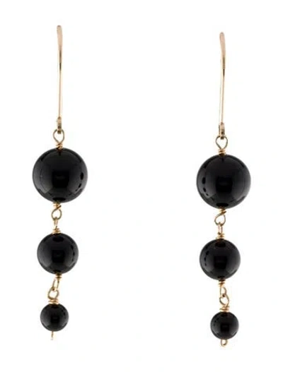 Pre-owned Earrings 14k Onyx Drop  In Multi