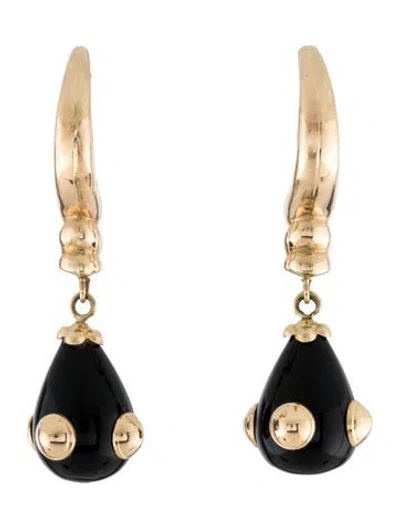 Pre-owned Earrings 14k Onyx Drop  In Multi