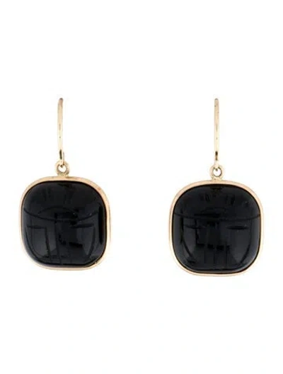 Pre-owned Earrings 14k Onyx Drop  In Multi
