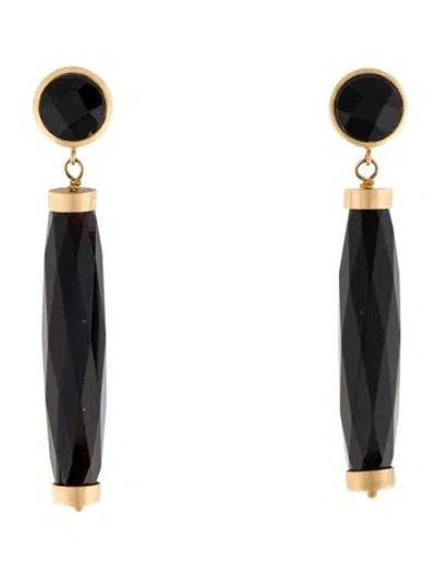 Pre-owned Earrings 14k Onyx Drop  In Multi